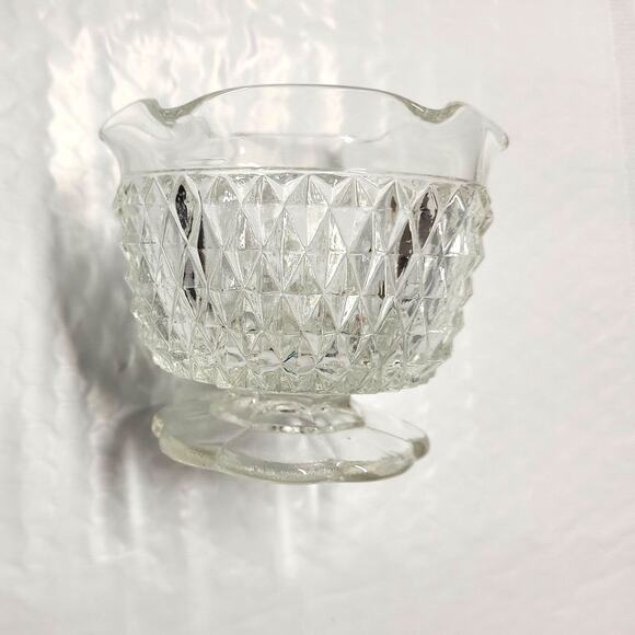 Vintage Indiana Glass Candle Holder Taper Votive Pillar Ripple Diamond 1960s-90s - Picture 4 of 9